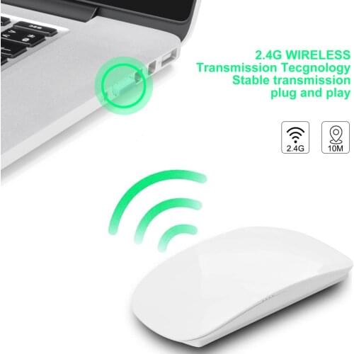 TM-823 Ultra Thin Silent USB Wireless Optical Mouse for Apple Mac PC Microsoft Computer & Ergonomic Magic Mice with Touch Scroll
