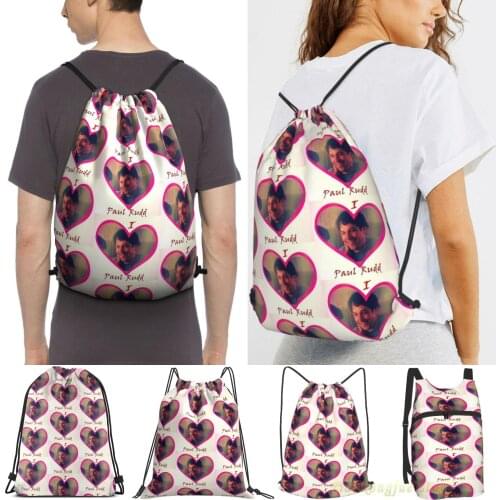 Unisex Drawstring Bags I Heart Paul Rudd Women Drawstring Backpacks Men Outdoor Travel Backpacks Training Fitness Bag