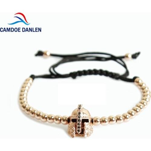 CAMDOE DANLEN High Quality Four Color Charm Bracelet Micro Pave CZ Beads Helmet warrior Chain Bracelet for Women Man Jewelry