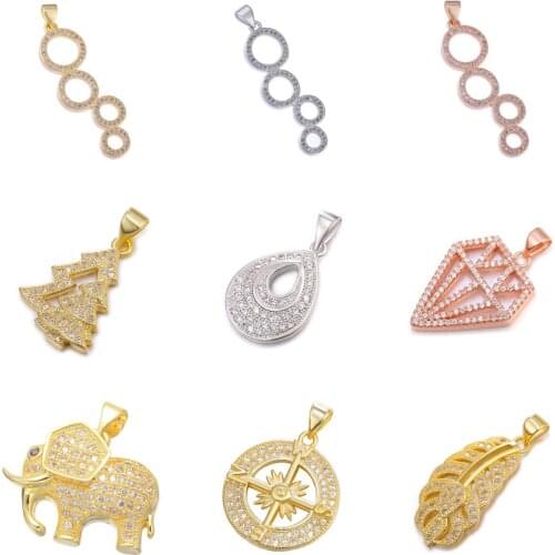 Juya DIY Jewelry Fittings Tree Love Heart Elephant Feather Compass Blister Charms For Women Fashion Pendant Jewelry Making