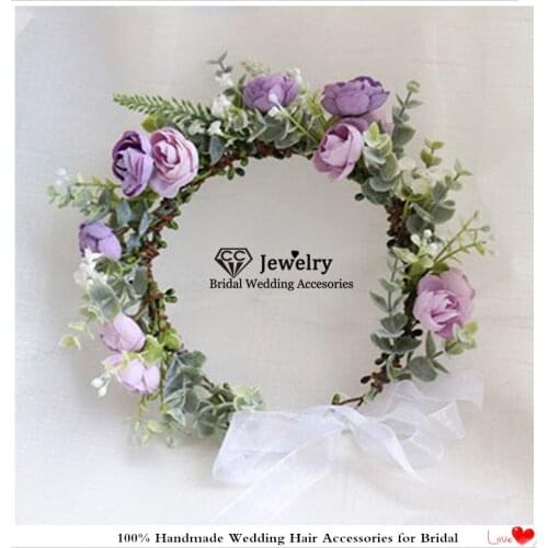 CC Flower Headband Hairband Wedding Hair Accessories for Women Bride Beach Vacation Wreath 100% Handmade Crown Jewellry mq046