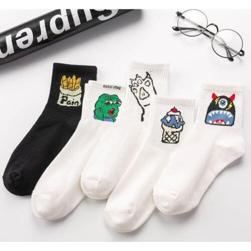 1 Pair Of Autumn And Winter Womens Cotton Stockings Art Food Creativity Funny Cartoon Animal Comfortable Breathable Socks