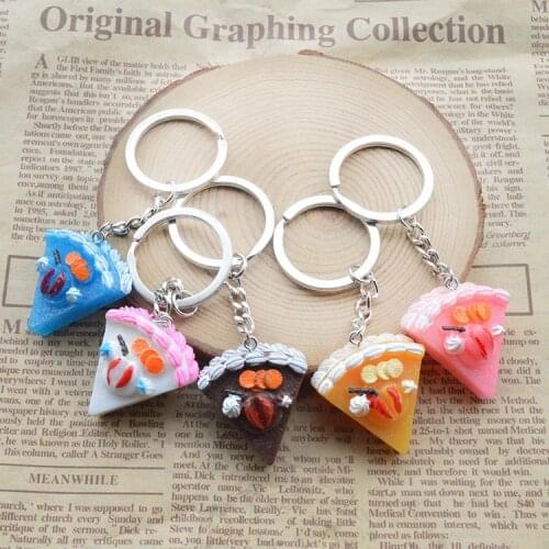 1PCS Cute Mini Simulation Food Key Chain Resin Cake Keychain Gift Pendant Accessories Keyring Jewelry YS-261