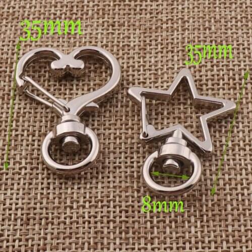 10 PCS SILVER Lobster Swivel Clasps Stars Heart Carabiner Snap Bag Strap Hook Handbag Snap Purse Hook