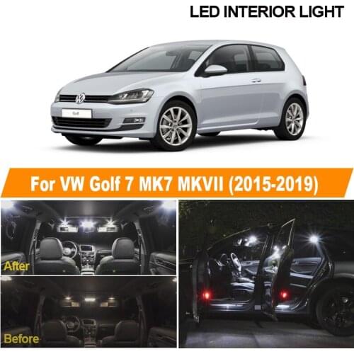 15pcs White Canbus No Error LED Bulbs License Plate Lamp Interior Reading Map Dome Light Kit For VW Golf 7 MK7 MKVII 2015-2019