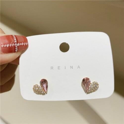 2021 New Arrival Heart Metal Women Trendy Stud Earrings Korean Pink Love Earrings Simple Heart-shaped Small Earrings Female