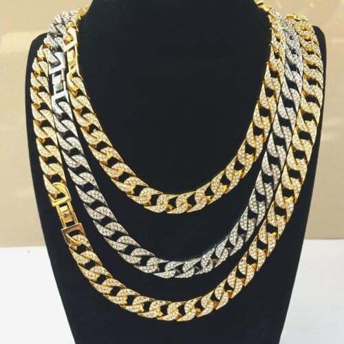2021 Manufacturers Direct Selling European And American Cuban Chain Mens Hip-hop Necklace Full Of Large Gold Chain Hiphop Neckl