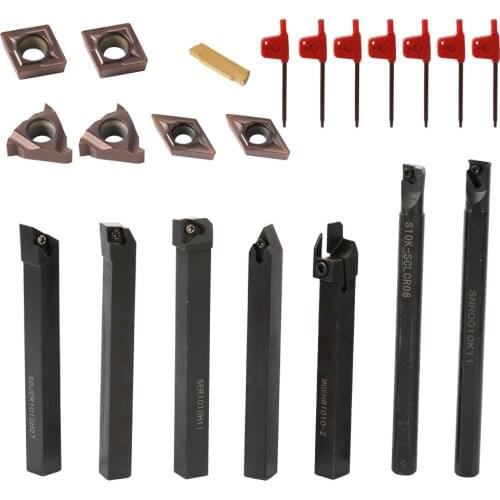 21PCS Multifunctional Solid Carbide Inserts Holder Boring Bar With Wrenches For Lathe Turning Tools