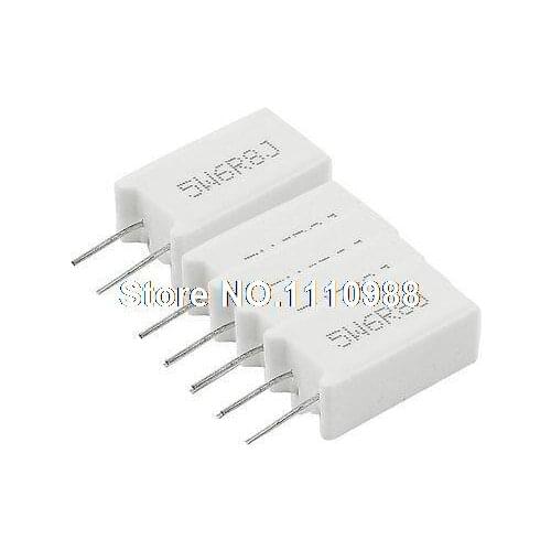 5 Pcs Wirewound Radial Lead Ceramic Cement Resistors 5% 5W 6.8 Ohm