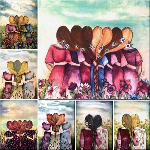 5D DIY Diamond Painting Sisters Friendship Mosaic Embroidery Cross Stitch Kit Abstract Sisterhood Home Decor Unique Art Gift