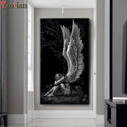 Diamond Painting Angels Skeleton Picture Full Square/Round 5D Diy Rhinestone Embroidery Abstract Gothic Girl Cross Stitch Mosaic