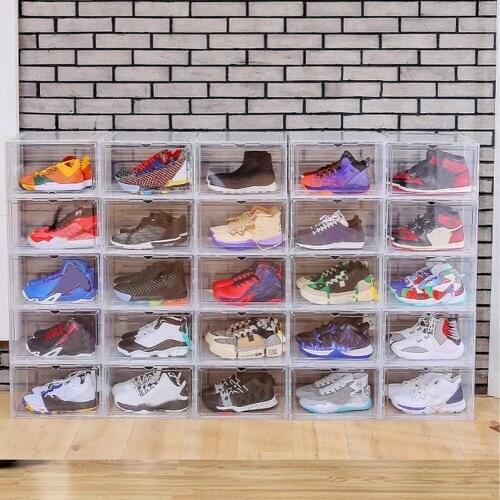Basketball Shoe Box Plastic Box Stackable Drawer Organizer Finishing Box Display Cabinet Shoes Storage Container Shoe Cabinet