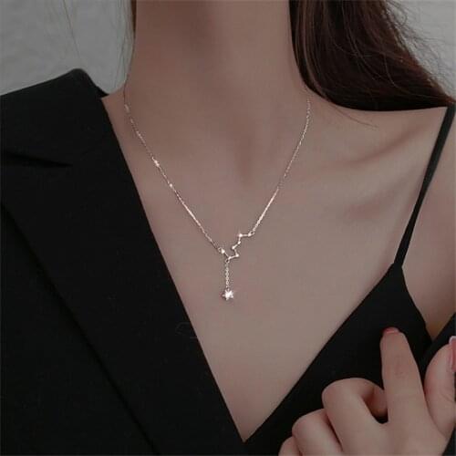 925 Sterling Silver Link Chain Tassel Star Pendent Charm Necklace For Women Girls Wedding Party Fashion Jewelry dz180
