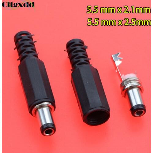 Cltgxdd 1PCS DC Power Plug 5.5*2.1/2.5MM Electric Connectors Female Mount Socket Jack Wire Terminals Adapter 5.5MM x 2.1MM 2.5MM