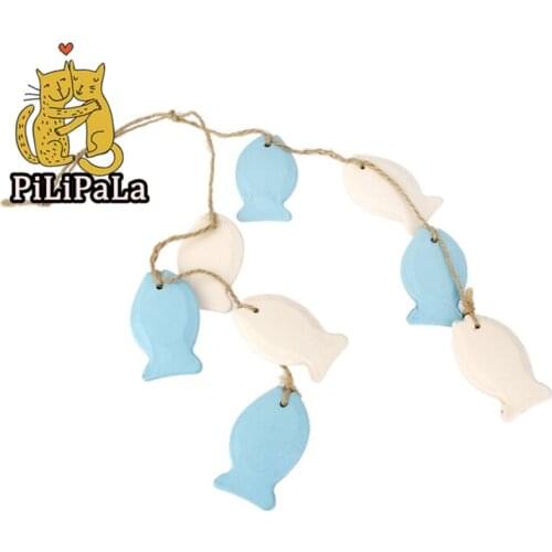 Mediterranean Style Wooden Fish Hanging nursery Decor Village Decorated With And Handicrafts Animal Wall Decoration Marine