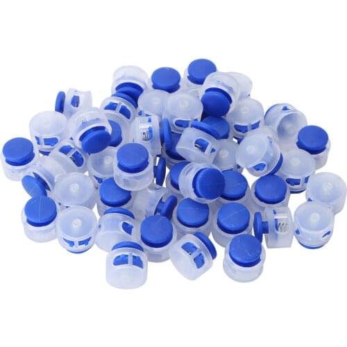 50Pcs Cord Stoppers Plastic Rope Cord Locks 2 Holes Spring Loaded Drawstring Paracord Ball Toggles DIY Shoelace Fastener Buttons