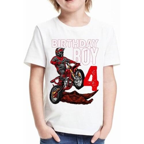 Novelty Design Boys T-shirt Cool Motorcycle Graphics 1 To 13 Years Old Prints for Kids Birthday Clothing Boys Tshirt White Tops