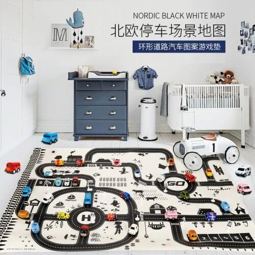 Game pad Parking lot view 130*100 increase traffic map Nordic style childrens toy car portable game pad gift boy girl outdoor