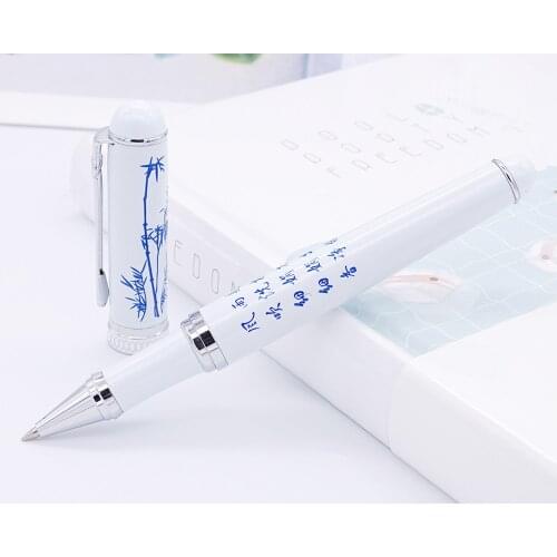 Duke D2 Classic Rollerball Pen Chinaware Bamboo Famous Verse Pattern Writing Pen Business Office Home School Supplies
