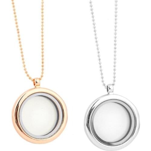Fashion Necklace Living Memory Floating Charm Round Glass Locket Pendant Necklace Fashion Jewelry