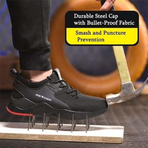 Men Safety Work Shoes Construction Site Safe Lightweight Work Shoes Anti-puncture Smash Work Boots Wear-resistant Sports Shoes