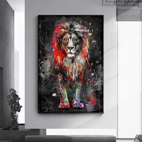 Colorful Lion Wall Art Canvas Painting Nordic Posters and Wall Prints Animal Pictures for Living Room Cuadros Home Decor
