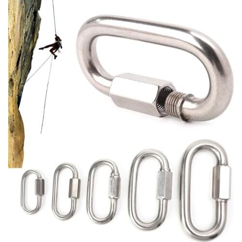 Stainless Steel Screw Lock Climbing Gear Carabiner Quick Links Safety Snap Hook