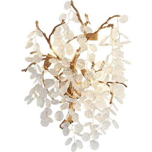 Postmodern Light Luxury Crystal Wall Lamp Creative Luxury Bedroom Bedside Lamp American Copper Glass Living Room
