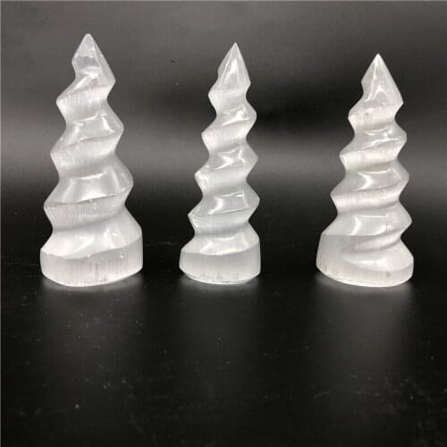 Drop Shipping Natural Selenite Lamp Selenite Point Tower Lamp Crystal Lamp Gemstone Healing Mineral Natural Stones and Crystals