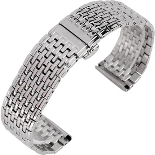 20mm 22mm Stainless Steel Watchband Men Women Silver Replacement High Quality Wrist Strap Bracelet Adjustable For Watch