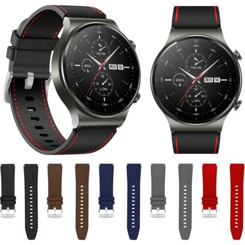 22mm Genuine Leather Strap For HUAWEI Watch GT 2 Pro GT2 2e Business Casual Bracelet for huami Amazfit GTR 47mm band Accessories