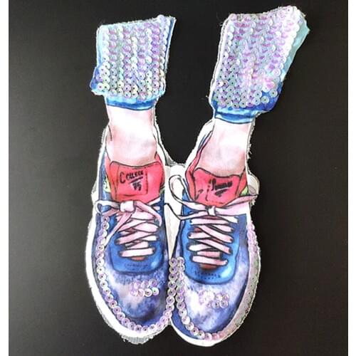 Blue Shoes Large Patch Diy Clothes Stickers Sequins Biker Badge Sew On Patches For Clothing Strange things Christmas gift