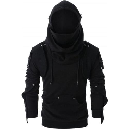 Gothic Men Hoodie Retro Street Clothing Soft Medieval Style Cosplay Long Sleeve Travel Print Hoodie Assassin Hoodie