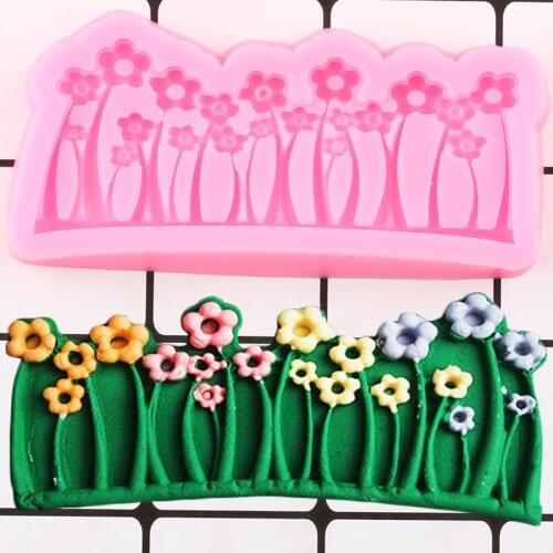 Grass Flower Cake Border Fondant Molds Silicone Mold DIY Baby Party Cake Decorating Tools Candy Chocolate Molds Clay Resin Mould