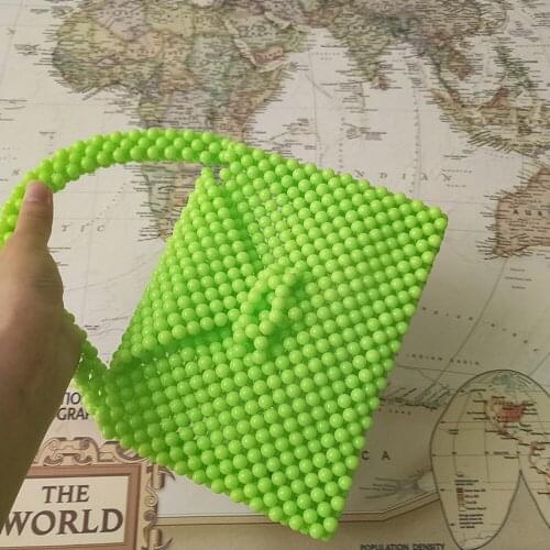Summer New Style Cover Bag Fluorescent Green Personality Beaded Hand Bag for Women 2020