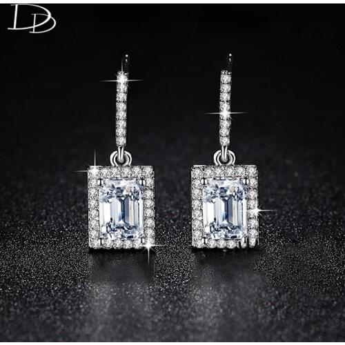 DODO Elegant Square AAA Cubic Zircon Wedding Drop Earrings For Women White Gold Color Brincos Fashion Jewelry Wholesale E235