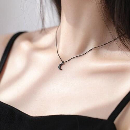 Women Elegant Moon Necklace With Black Short Chain For Women Choker Necklace