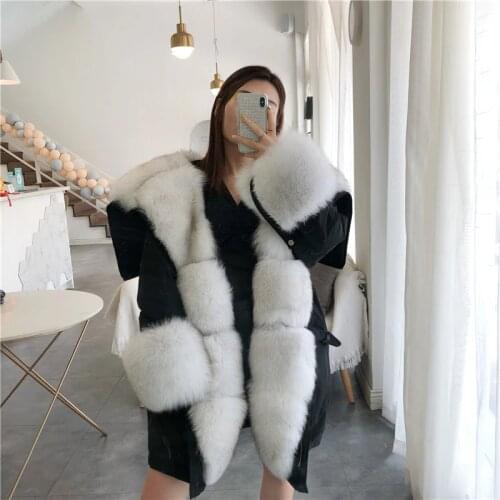 Winter Ladies Natural Fox Fur Jacket Thickening Raccoon Fur Warm Down-filled Parka Women Long Coat Womens jacket