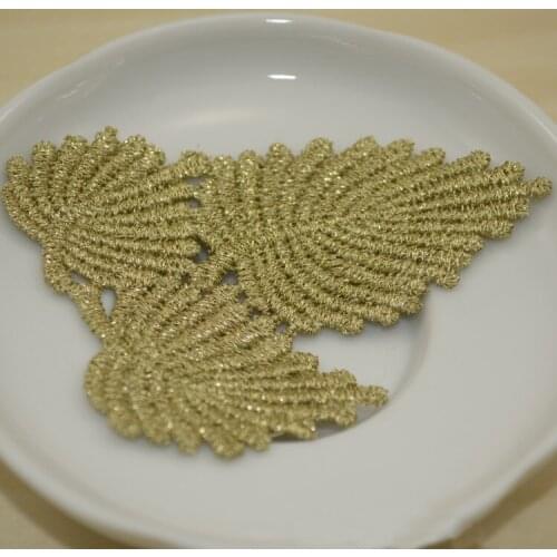 20pcs Gold Leaves Embroidery Lace Patches Motif Hat Bag Lace Applique Decoration Accessory Sew On For Clothing