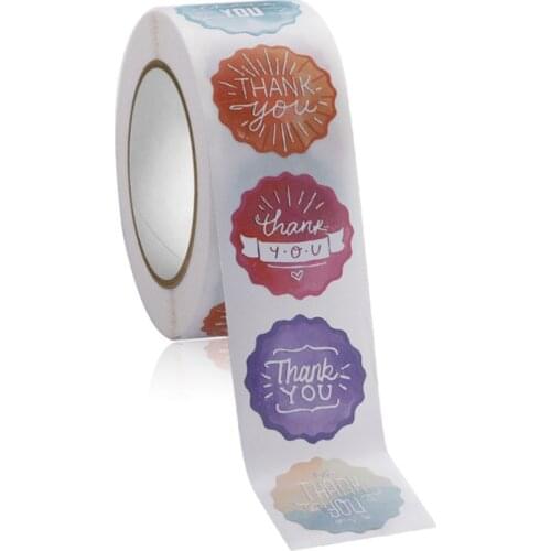 500pcs Stickers Roll Gift Scrapbooking Sealing Stickers Birthday Wedding Present Labels Decor 2.5 cm Thank You Letter Design