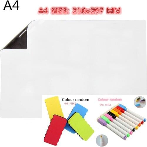 A4 A3 Magnetic White board Refrigerator Magnets Dry Wipe Marker Eraser Wall Sticker for kidsMessage Magnetic Refrigerator Boards