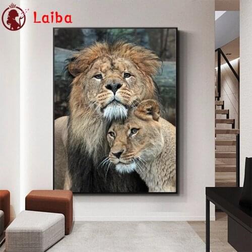 DIY Diamond Painting Modern animal art, lion companion Diamond Mosaic Full Drill Square round stones Cross Stitch Handmade Hobby
