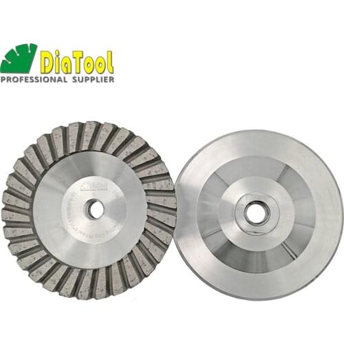 DIATOOL 2PK 5inch 125mm #30 Aluminum Based Diamond Grinding Cup Wheel 5/8-11 thread Grinding Discs Granite Concrete Diamond fine