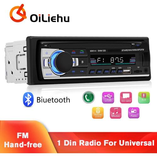 OiLiehu 1 Din Car Radio Bluetooth Autoradio JSD-520 SD AUX-IN MP3 Player FM USB Stereo Receiver In-dash Radio For Universal