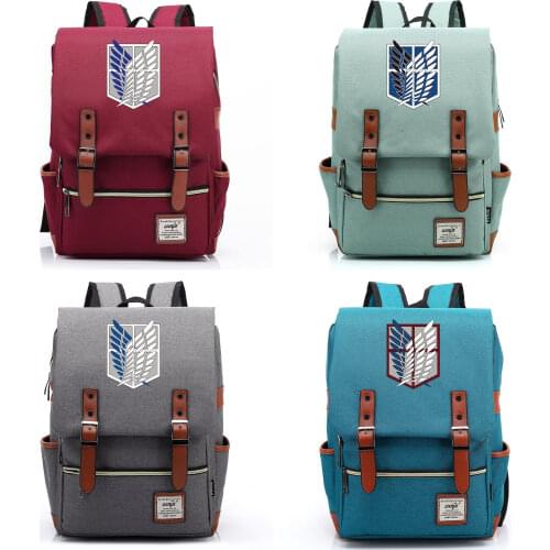 B0803 Fashion Anime Wings Attack Titan Buckle Children School bag Teenagers Student Schoolbags Women Bagpack Men Backpack