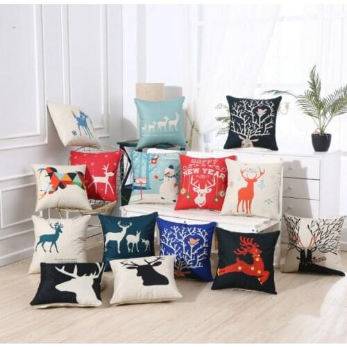 Clean Hearting Cushion Merry Christmas Throw Pillow Super Soft Pillow Cushion Snowman Elk Christmas Tree Santa Claus 45*45cm New