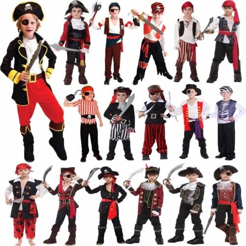 Kids Pirate Costume Fantasia Infantil Cosplay Clothing Halloween Costumes For Boys Children Birthday Carnival Party Fancy Dress