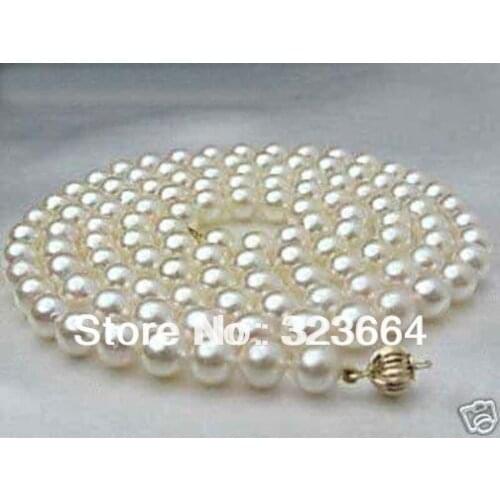 Long White Southsea Shell pearl necklace 32" 8 mm
