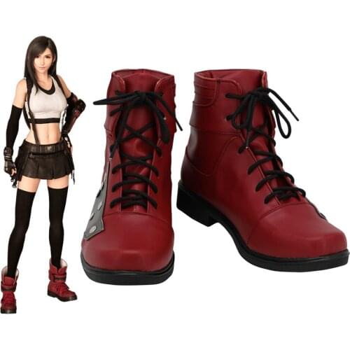FF7 Tifa Shoes Cosplay Final Fantasy 7 Tifa Lockhart Cosplay Boots Red Shoes Custom Made