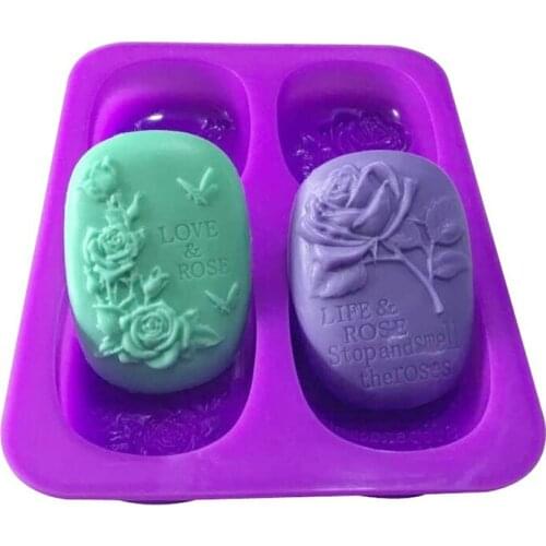 4 Holes Silicone Soap Mold Flowers Pattern Pudding Cake Mould DAromatherapy Mold Home Decoration